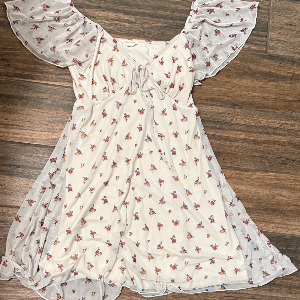 See You Monday Cream Floral Mini Dress